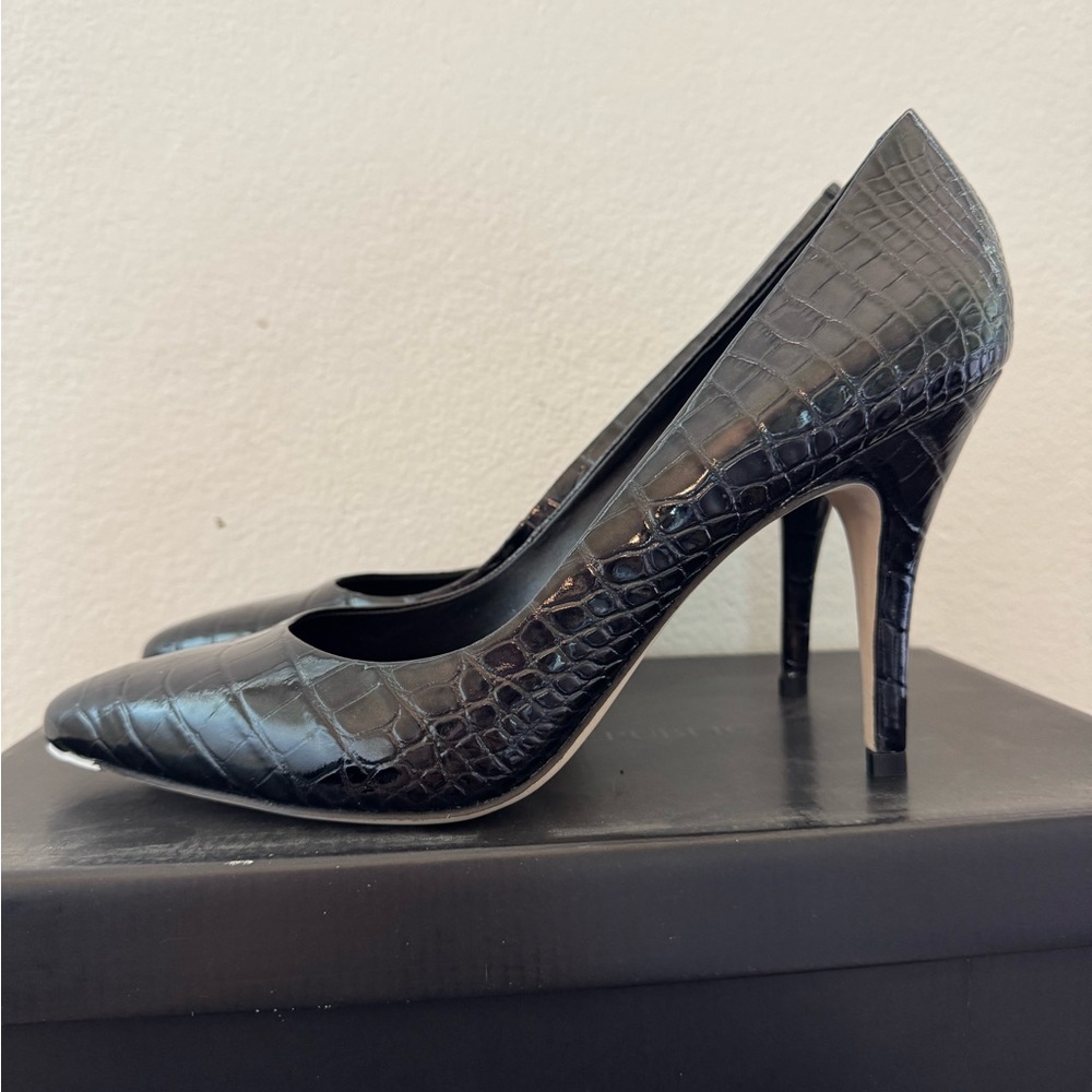 Banana Republic Black Croc-Embossed Pointed-Toe Heels